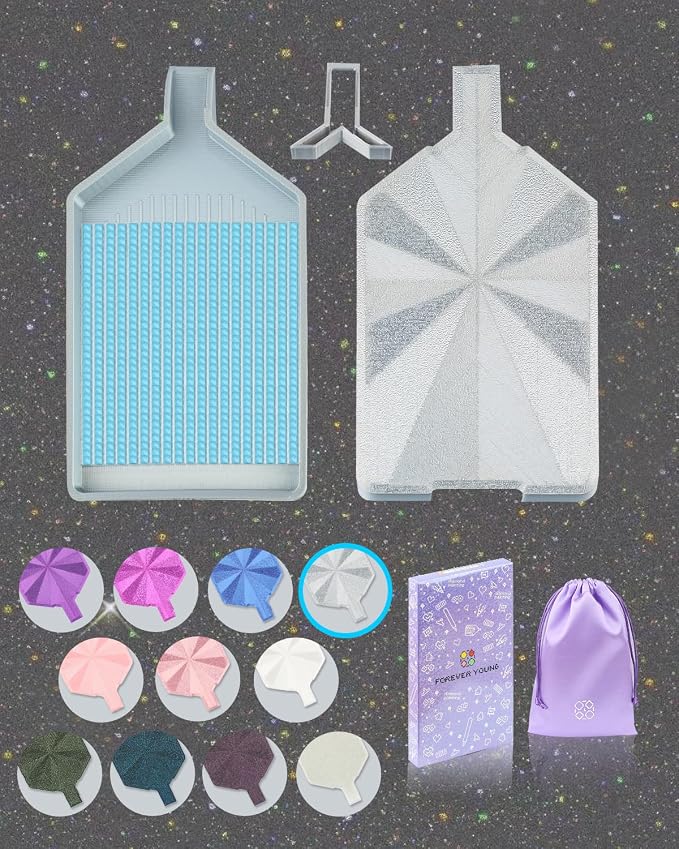 ForeverYoung Silky Diamond Art Tray with Prismatic Shine Lid, Silky Silver