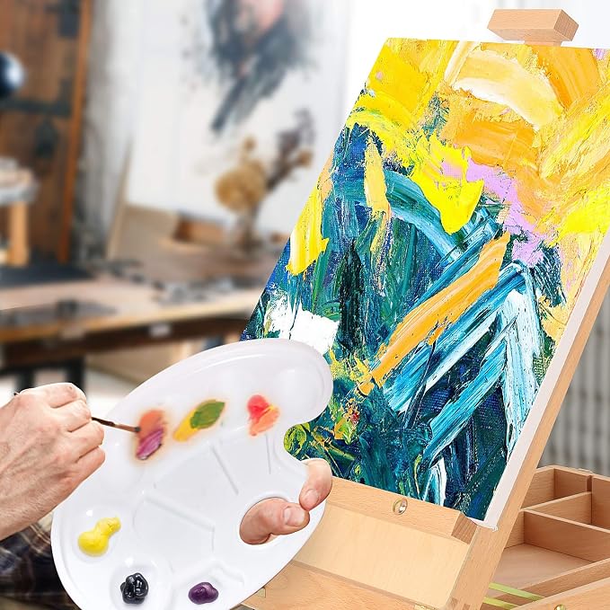 Kuyal Art Kit, 45 Piece Wooden Paint Set Crafts Drawing Painting Kit with Box Easel and 18 Acrylic Oil Paint Colors, 12 Color Pencil Etc. for Teens Adults Artist, Art Supplies | Artist Pastels, Painting Brushes, Palette Knife, Pencil, A5 Sketch Book , ...