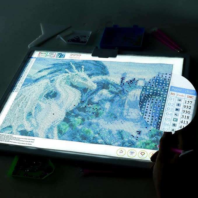 YINGWOND A3 Rechargeable LED Light Pad,Light Box for Tracing with Integrated Stand,3 Light Colors 6 Levels of Brightness and stepless dimming,Light Board for Diamond Painting,Drawing,Artists