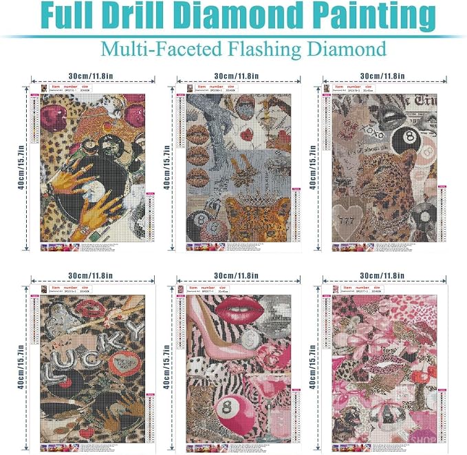 6 Pack Fashion Diamond Art Kits for Adults Diamond Painting Kit for Adults