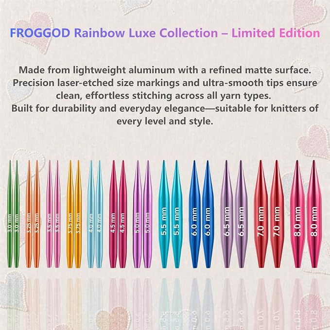 Froggod 2-Inch (5.5cm) Short Interchangeable Circular Knitting Needles Set