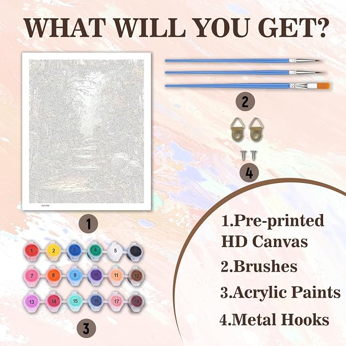PHANTASYART Misty Forest Path Paint by Numbers Kit for Adults 16x20inch | Paint by Number Adult, Forest Nature Painting by Numbers for Adults, DIY Acrylic Painting Kits for Adults, Home Decor Gift