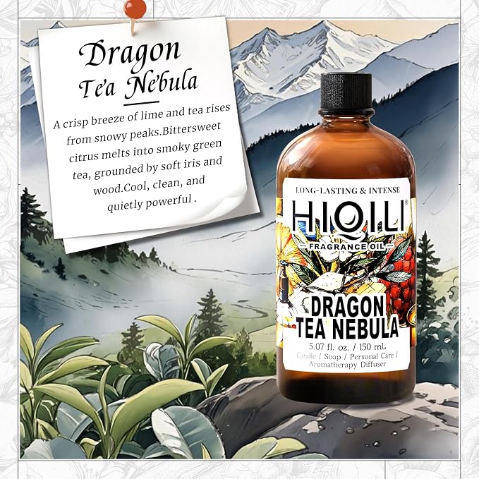 HIQILI Dragon Tea Nebula Fragrance Oil for Candle & Perfume Making, Hotel Scents for Essential Oil Diffuser, Room Spray, Thé Yulong - 5.07 Fl Oz (Pack of 1)