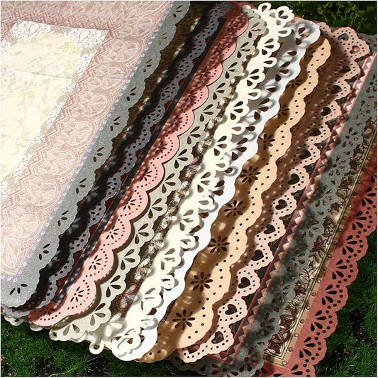 Vintage Lace Edge Scrapbook Paper, 30 Sheets, 3 Pack | 4.9 x 6.9 in Decorative Background Paper | Vintage Ephemera | Junk Journal Supplies | Collage & Paper Crafts