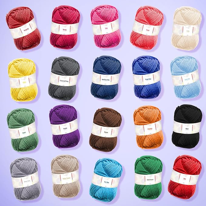 Hearth & Harbor Crochet Kit with 1100 Yards Assorted Yarn Kit, Ergonomic Hooks, Crocheting Instruction, Knitting & Crochet Supplies - Beginner Crochet Kits for Adults, Ideal for Amigurumi