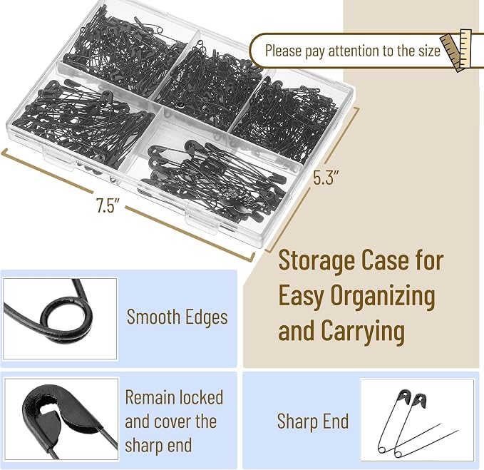 Mr. Pen- Safety Pins, 300 Pack, Small & Large Sizes, Nickel Plated Steel