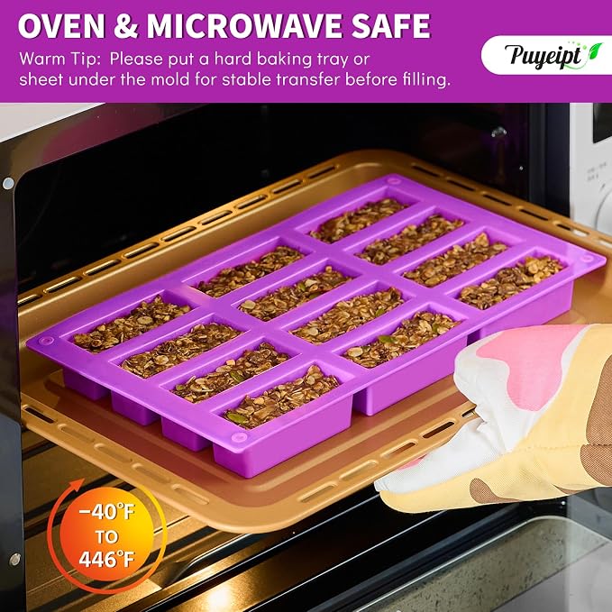 Puyeipt Granola Bar Molds, 2 Pack, 24 Cavities