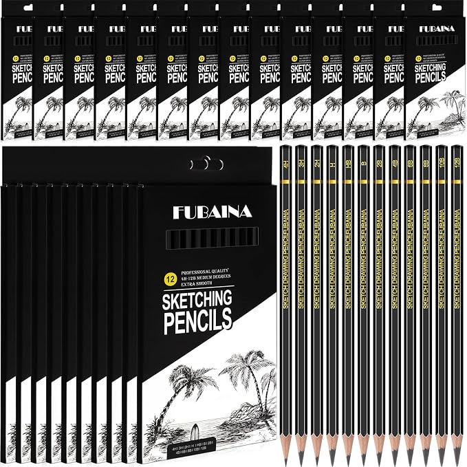 288 Pcs Sketching Pencils, 12B-4H Graphite Drawing Pencils | Art Set for Artists Beginners, Bulk Supply for Studios, Charcoal Graphite Blend, Shading Sketching, Gift-ready Packaging