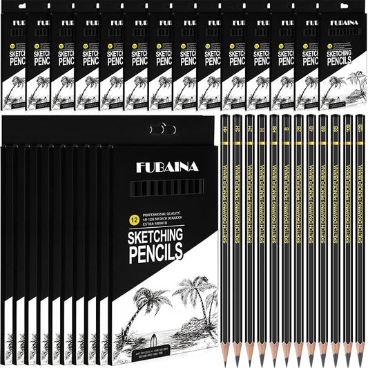 288 Pcs Sketching Pencils, 12B-4H Graphite Drawing Pencils | Art Set for Artists Beginners, Bulk Supply for Studios, Charcoal Graphite Blend, Shading Sketching, Gift-ready Packaging