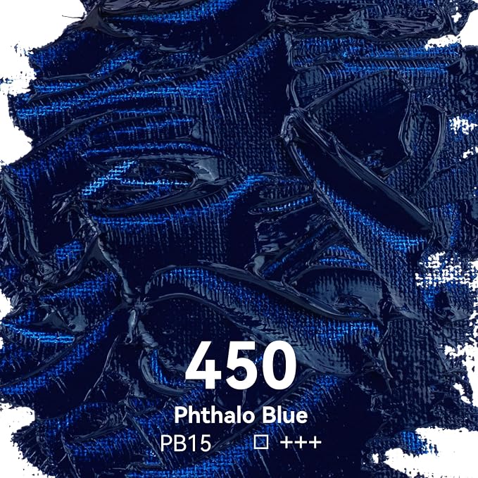 PHOENIX Phthalo Blue Oil Paint - 150ml / 5.07 Fl oz. Single Large Tube - Artist Quality Phthalocyanine Blue Oil Based Paint for Professionals
