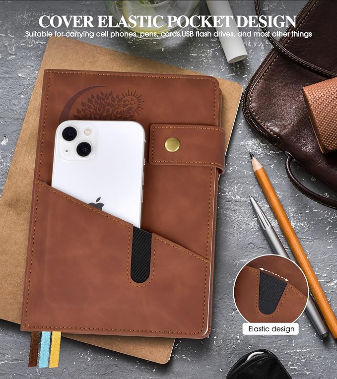 PAIBAS Lined Journal Notebook for Men, A5 Leather Journals for Writing Women, Hardcover Notebooks for Work,School,Note Taking,Travel,Business,Personal daily Diary,200 Page College Ruled (5.9" x 8.4")