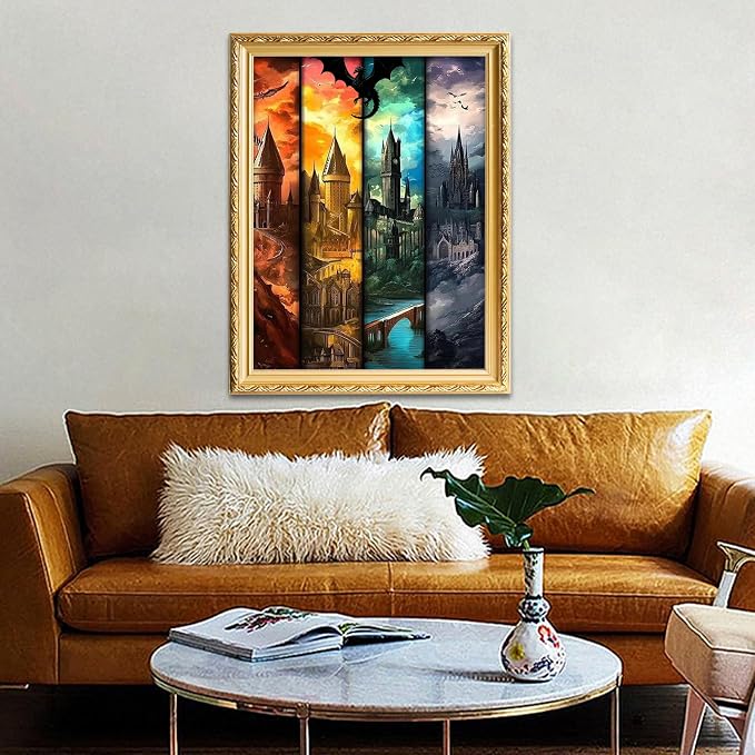 Castle Diamond Art Kits for Adults, Diamond Painting Kits for Beginner | Diamond Dots Full Drill Crafts for Gem Art Dot Art for Adults Home Wall Decor for Teens Boys Girls 5D DIY 12x16 inch