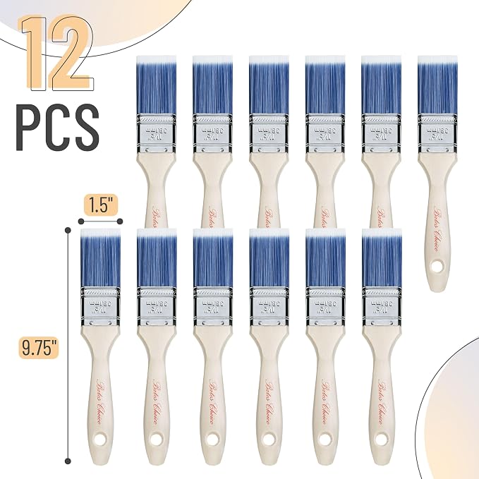Bates- Paint Brushes, 1.5-Inch, 36 Pack, Treated Wood Handle, Paint Brushes for Walls