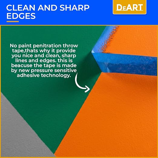 DEART 4 Packs Painters Tape Masking Tape Sharp Edge Line Technology 0.7 inch Blue Painting Tapes for DIY Crafts Arts Decoration No Residue Easy Removal Multi-Purpose Wall Paint Artist Paper Tape