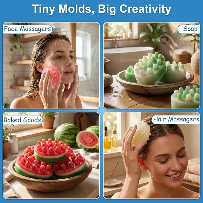 101 Pcs Soap Making Mold Kit - 2 Massage Silicone Molds, 48 Bags, 48 Gift Tags, 65ft Jute Twine, 2 Sisal Foaming Soap Bag Pouch for Handmade Craft Soaps, DIY Hair Comb Masks Salon Spa Scalp Massager
