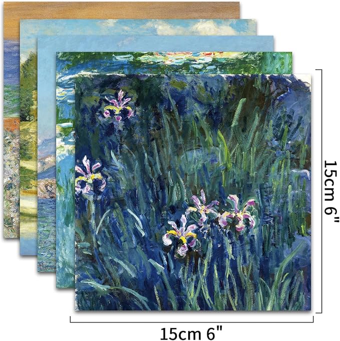 Origami Paper Kit 100 Sheets, 6x6 Inch Double Sided 40 Vivid Colored Paper | 70GSM Colorful Paper,40 Different Pattern Origami Kit,DIY Hand Crafts,Arts Creativity,Easy to Fold,No-Fading.Monet Fresh