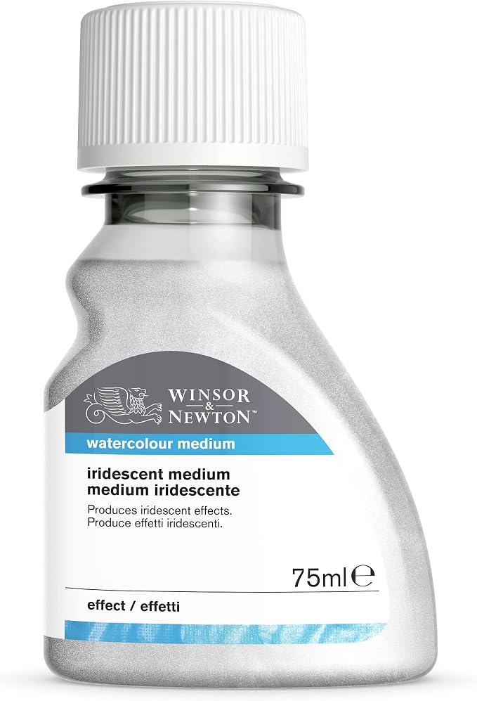 Winsor & Newton Watercolor Medium, Iridescent Medium, 75ml Bottle | Gives Iridescent Effect to Watercolors, Use Over Dark Backgrounds or with Transparent colors