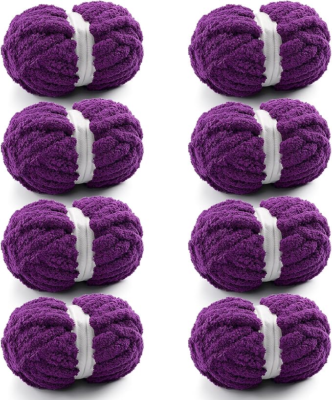 Chunky Yarn for Hand Knitting, Purple Chunky Chenille Yarn for Crocheting
