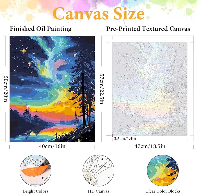 Paint by Numbers Kit for Adults, Northern Light & Aurora, 16x20 Inch
