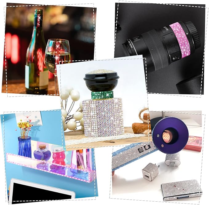 NiArt Self Adhesive Crystal Rhinestone Diamond Ribbon 12 Rolls 0.9cm Wide Total 12 Yards Multi-Functional DIY Decorative Bling Gemstone Arts Crafts Sticker Tape Glitter Shoes Clothes (Assorted Colors)