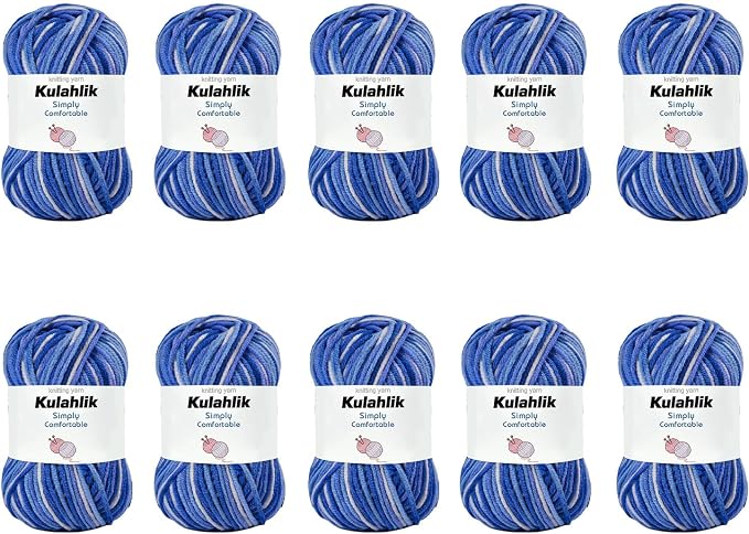 500g(10x50g) Acrylic Yarn for Crocheting and Knitting, Colorful Gradient Yarn Thread, 10 Rolls Skeins, Multicolor Hilo Acrílico, Perfect for DIY Crafts Project