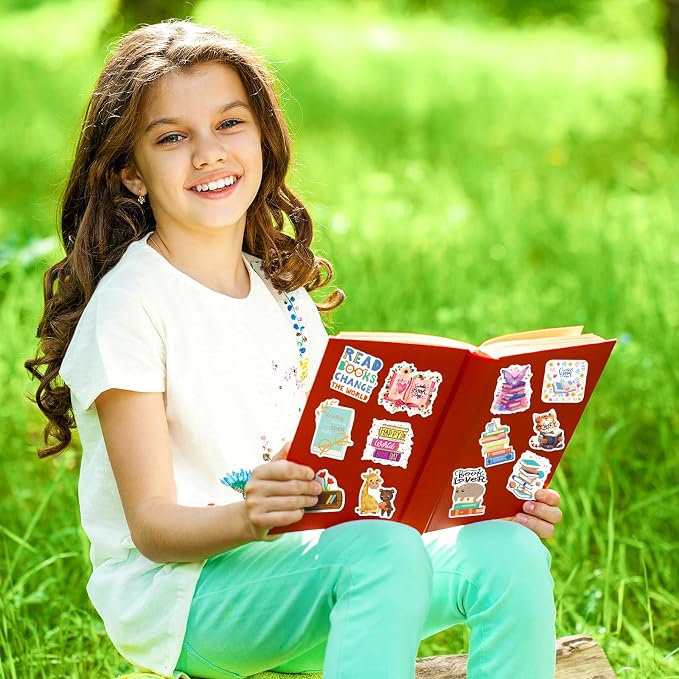 200PCS Book Stickers for Kids, Bookish Reading Decals Bulk Pack