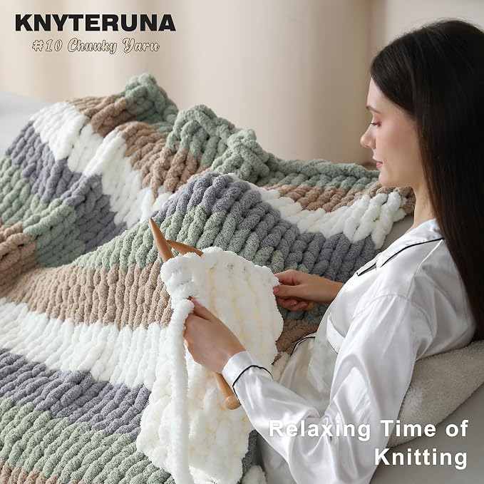 Chunky Yarn for Hand Knitting, #10 Chunky Blanket Chenille Yarn, Large Bulky Thick Jumbo Yarn, Super Chunky Knit Yarn for Crocheting, 8 Skein (8 oz 22 yds Each Skein), Cream