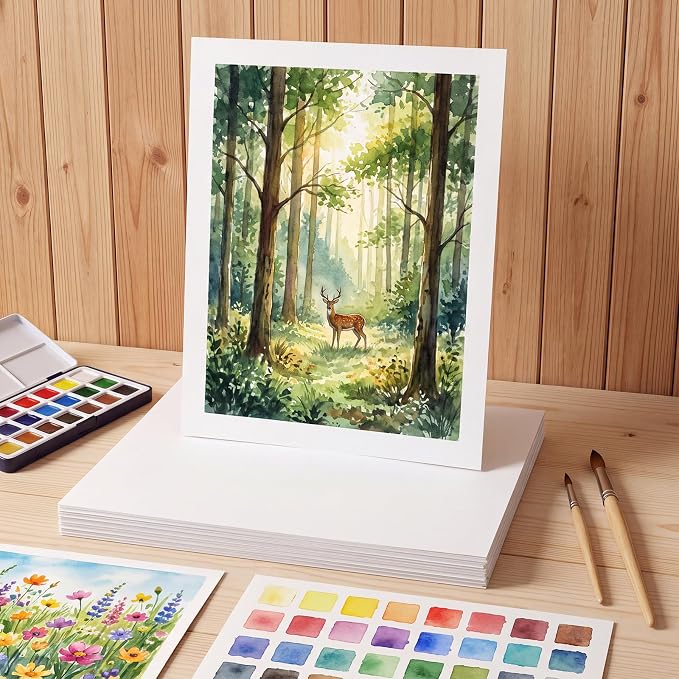 80 Sheets Large Watercolor Paper 11 x 14 Inch, White Water Color Paper