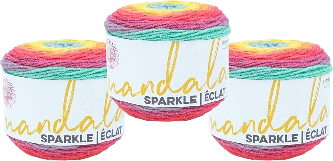 (3 Pack) Lion Brand Yarn Mandala Sparkle Yarn, Crux
