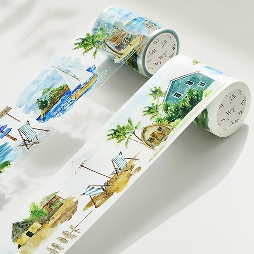 WT Pre-Cut Summer Bliss Japanese Washi Tape for Journaling & Scrapbooking