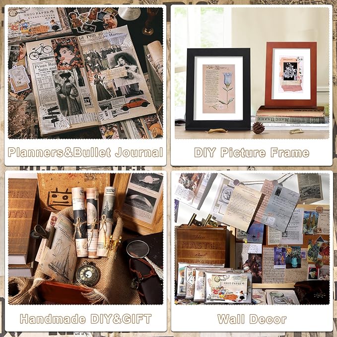 Draupnir 800pcs Vintage Junk Journal Supplies,Scrapbook Supplies Scrapbooking Paper and Stickers Ephemera for Art Aesthetic Journaling Kit Collage