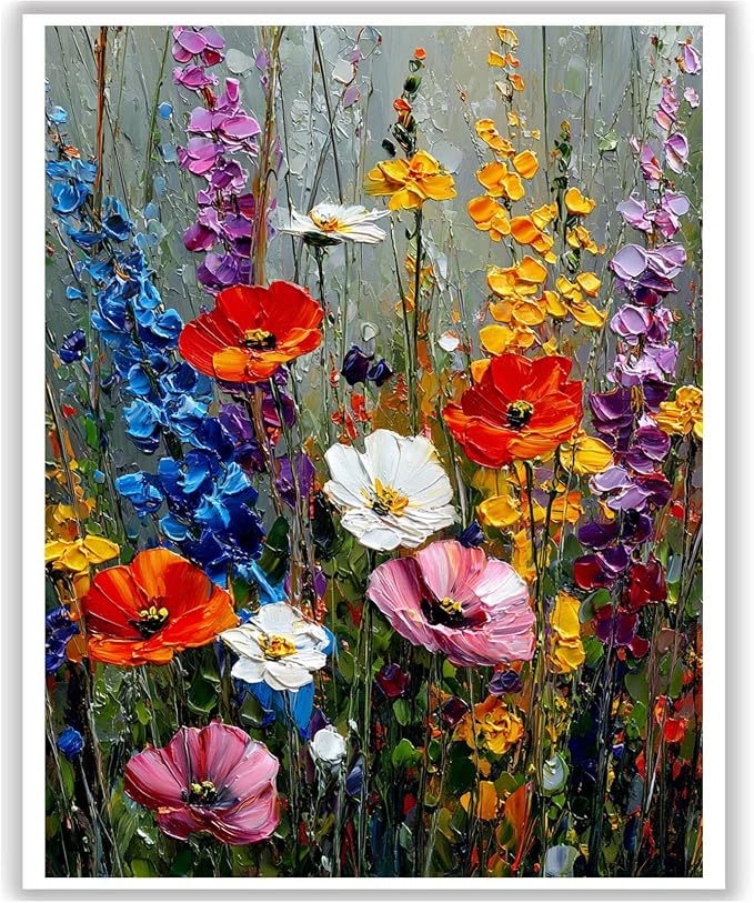HITO Wildflowers Paint by Numbers Kit for Adults 16x20 Inch Frameless | Flowers Paint by Numbers for Adults Beginner, Wildflowers Paint by Numbers for Gift Home Wall Decor