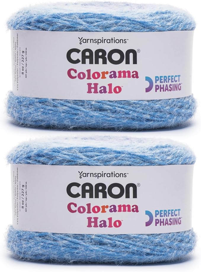 Caron Colorama Halo Cake Ombre Yarn for Crocheting, Ultra Marine, 2-Pack