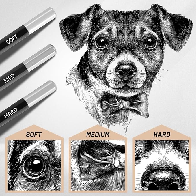 Geyoga 72 Pcs Professional Charcoal Pencils Bulk Soft Medium Hard for Drawing Charcoal Pencils for Art Painting Sketching Shading Drawing Blending Portrait Artists Students Christmas Stocking Gifts