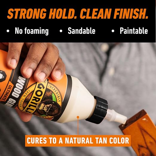 Gorilla Ultimate Waterproof Wood Glue, Natural Color, 18 oz