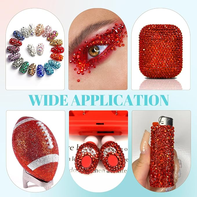 12100Pcs Resin Rhinestones for Crafting with 3Pcs 10ml B7000 Jewelry Glue, 2 Boxes Flatback Crystals Diamond (Red Zircon) for Bedazzling Crafts DIY Nail Art，Non Hotfix Gems for Clothing Shoes