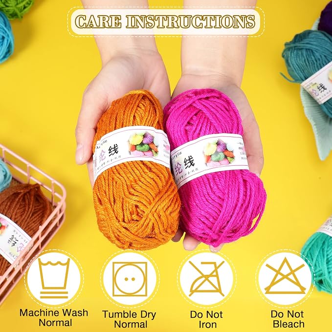 66 Rolls Acrylic Yarn Assorted Colors for Knitting and Crochet | Mini yarn skeins bulk set, soft acrylic fiber, vibrant multicolor, ideal for small crochet projects and beginner knitting