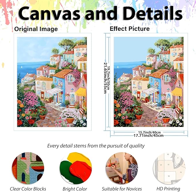 Paint by Numbers Kit for Adults, Adult Paint by Number Kits 16x20 Inch | Landscape Paint by Numbers Kit for Adults, Acrylic Painting by Numbers, DIY Arts and Crafts for Gifts or Home Decor