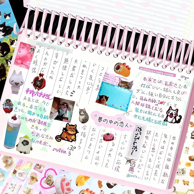 Tmtains 30 Sheets Cat Sticker Book with Meme Stickers 800+ Die Cut Stickers for Scrapbook Journal Planner Phone case Cute Sticker Book Gifts with Premium Art Paper and Cute Design (Cat)
