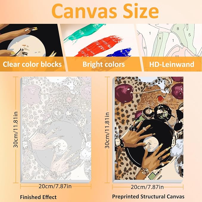 Mandun Leopard Paint by Numbers Kit for Adults, 3 Pack, 7.8x11.8 inch | DIY Painting Kits Crafts for Adults, Relieve Stress, Frame Canvas, Wooden Easel, Gift Box, Home Wall Decor