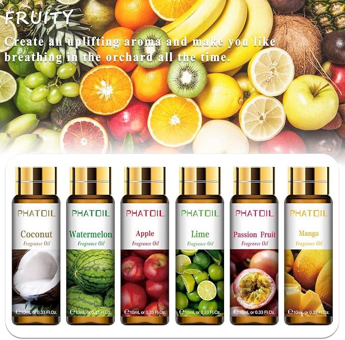 PHATOIL Fruity Fragrance Oil Gift Set for Diffuser, Soap Candle Making