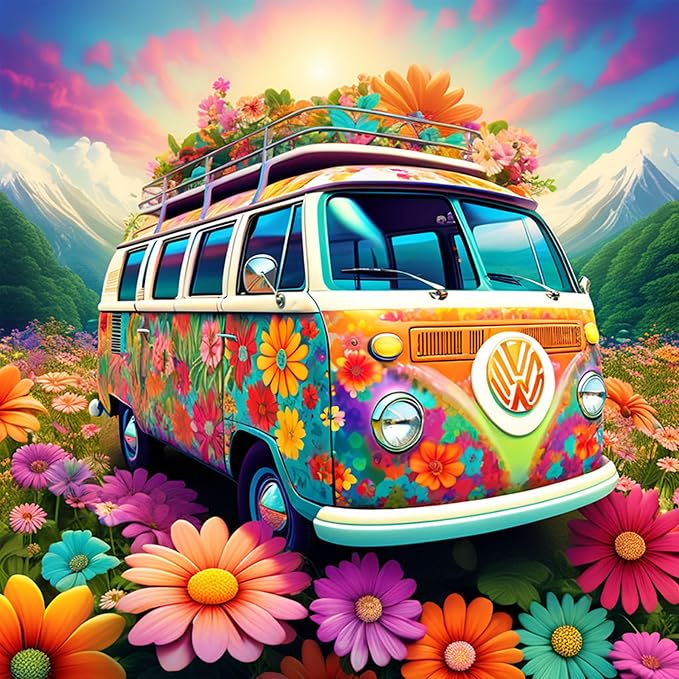 mrpwnle Diamond Art Kits for Adults, Bus Diamond Painting Kits 12x12 inch