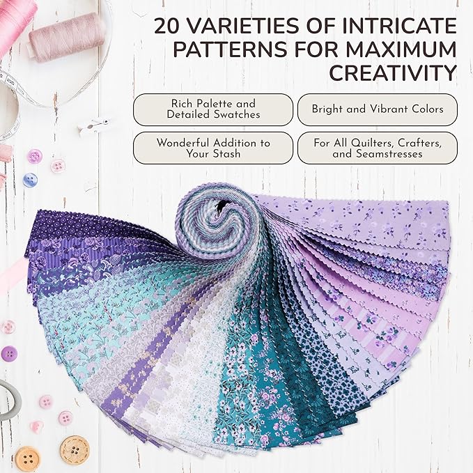 Tinyspool & Co.'s Twirlie Roll 40 Precut Quilting Fabric Strips for Quilting Supplies, Crafting, and Sewing, Soft Cotton Strip for Blanket, Rug, Upholstery, Home Decor, and Purse Making, Merry Mermaid