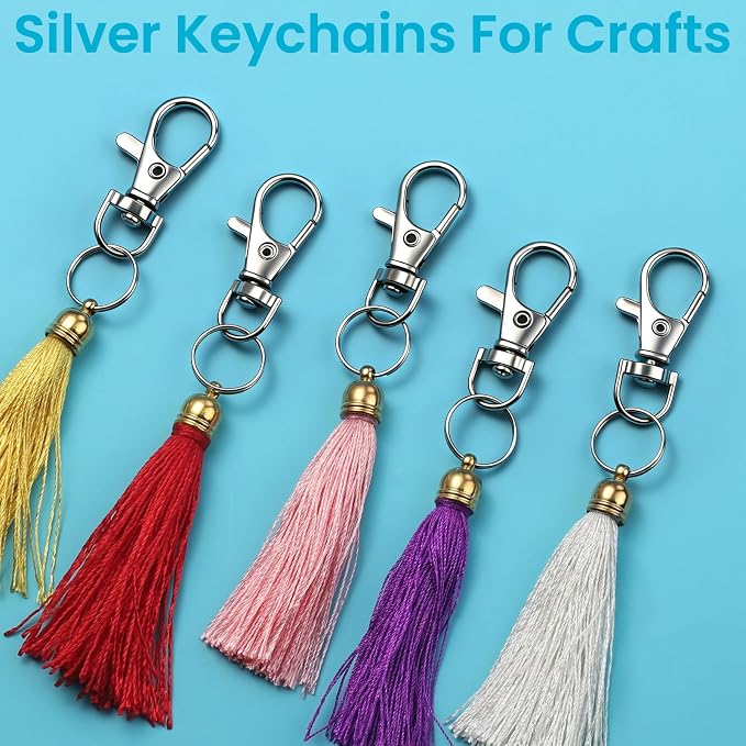 LEOBRO 60PCS Lobster Claw Clasps and Key Rings, Keychain Making kit, Keychains Clips and Key Chain Ring, Split Rings, for Key Chain, Jewelry Making, Art Crafts, Gold & Silver