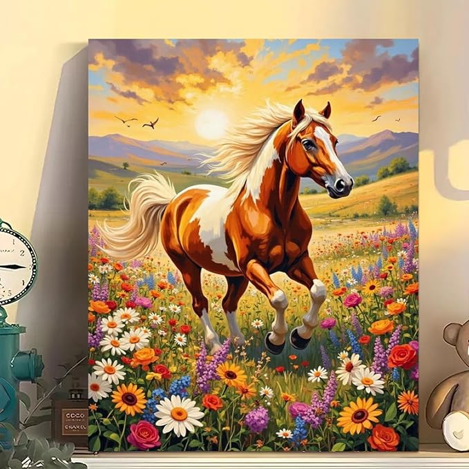 Arttoplus Horse Paint by Numbers Kit for Adults Beginner 16x20 inch | Horse Adult Paint by Number Kits on Canvas, DIY Acrylic Oil Painting by Numbers for Gift Home Wall Decor (Without Frame)
