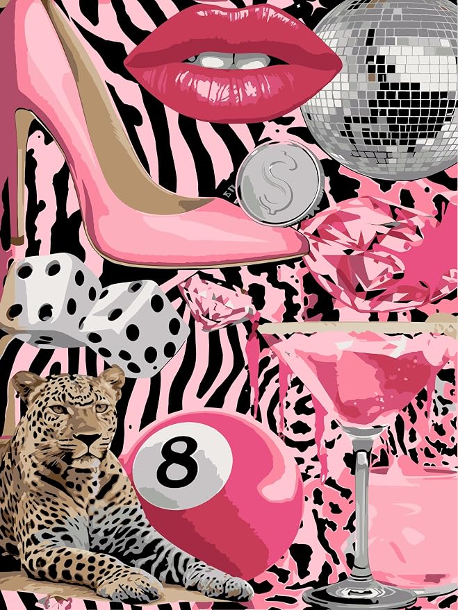 WUDWL Coquette Paint by Numbers Kit for Adults, Color By Numbers for Adults | Fashion Cheetah Decor Painting by Number On Canvas, Paint Number Artist Funny Without Frame DIY, Home Wall Decor, 12x16in