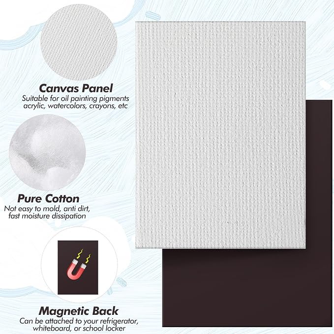 Engrowtic 50 Pcs Magnetic Painting Canvas Panels, 2 1/5 x 3 in, Rectangle