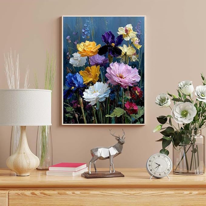 Flowers Paint by Numbers Kit for Adults 16x20 Inch Frameless Wildflowers | Paint by Number for Adults, Flowers Paint by Numbers for Adults Beginner Gift Home Wall Decor