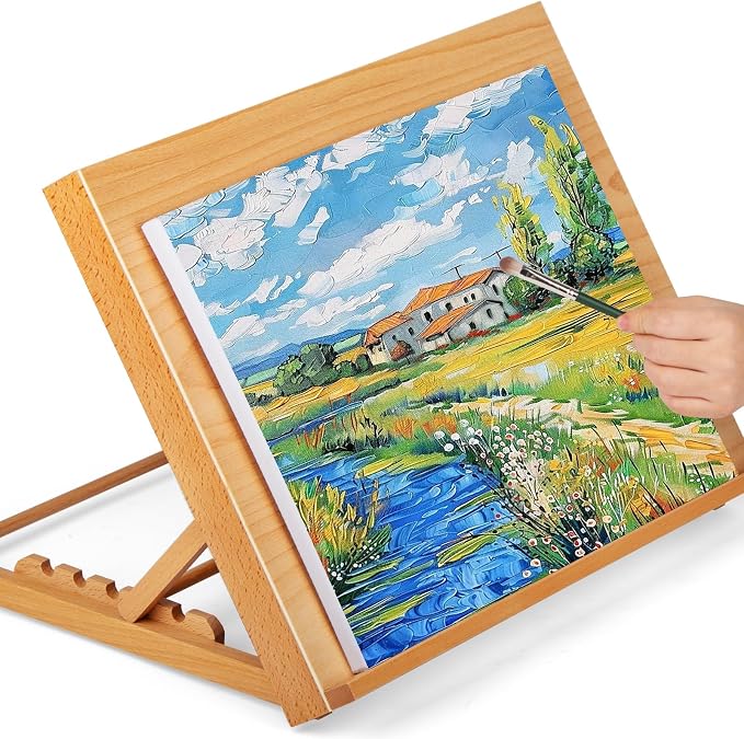 5-Position Tabletop Easel, Adjustable Angle Drafting Table Easel Drawing and Sketching Board, 18 1/2 Inches by 14 1/8 Inches