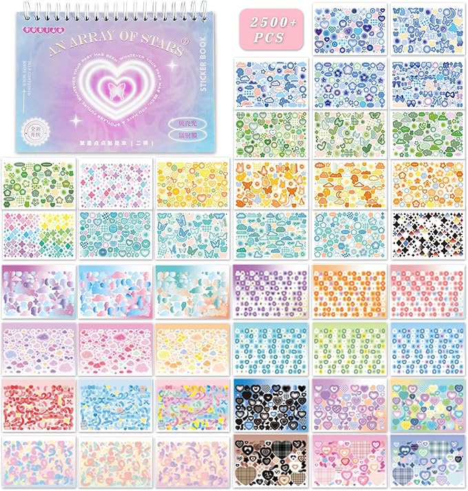 2500PCS Scrapbook Stickers Book Cute Butterfly Stars Heart Letter Stickers